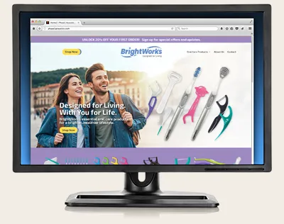 BrightWorks Home Page on Computer Screen