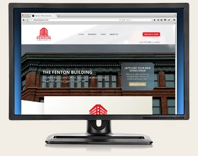 The Fenton Building home page on a computer screen