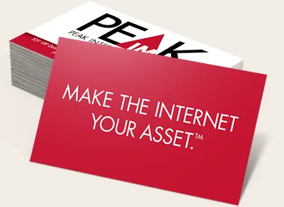 Business card with "Make the Internet Your Asset" tagline