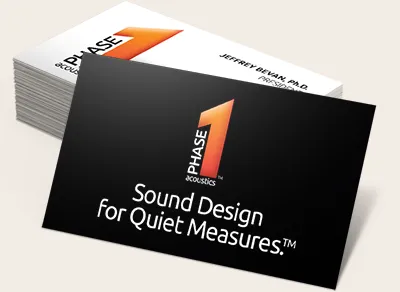 Business card with "Sound Design for Quiet Measures" tagline
