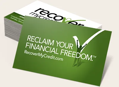 Business card with "Reclaim Your Financial Freedom." tagline